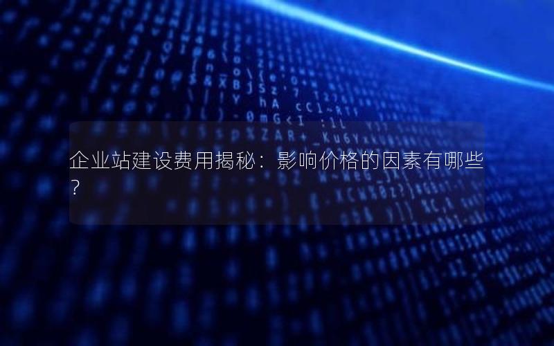 企业站建设费用揭秘：影响价格的因素有哪些？