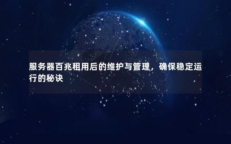 服务器百兆租用后的维护与管理，确保稳定运行的秘诀