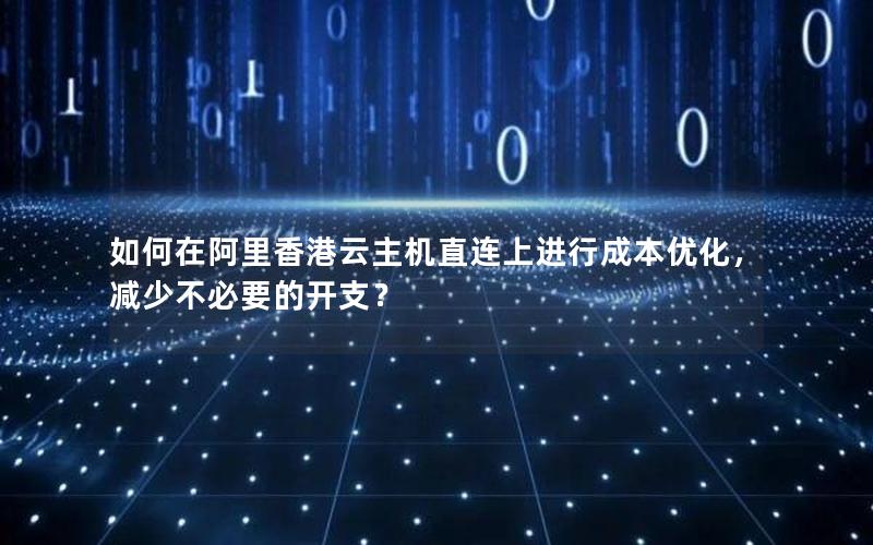 如何在阿里香港云主机直连上进行成本优化，减少不必要的开支？