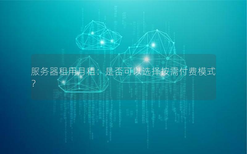 服务器租用月租：是否可以选择按需付费模式？