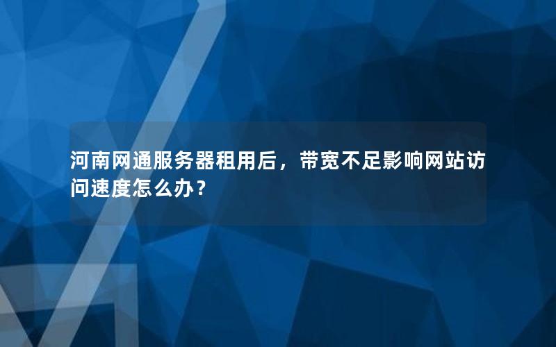 河南网通服务器租用后，带宽不足影响网站访问速度怎么办？