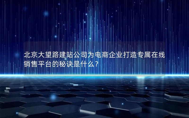 北京大望路建站公司为电商企业打造专属在线销售平台的秘诀是什么？