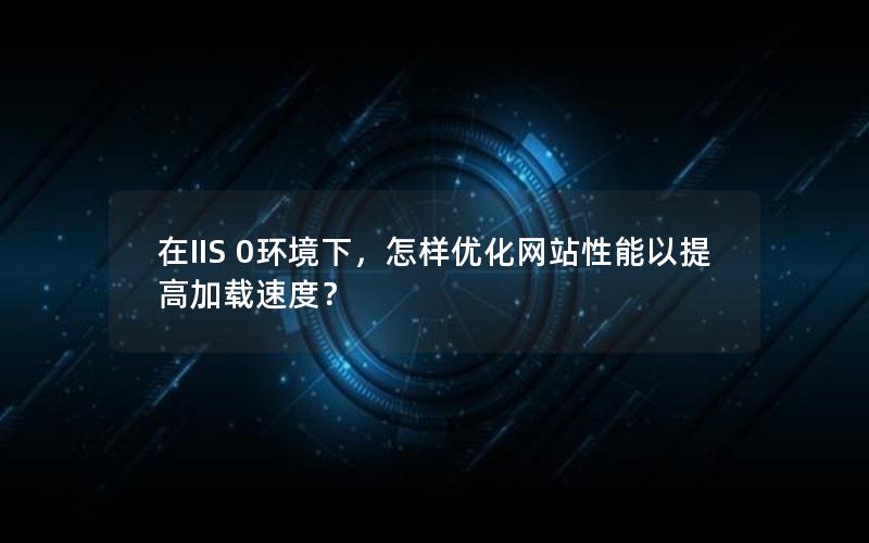 在IIS 0环境下，怎样优化网站性能以提高加载速度？