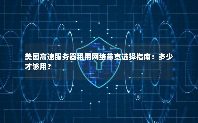 美国高速服务器租用网络带宽选择指南：多少才够用？
