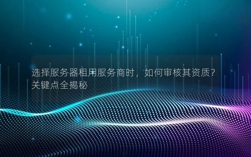 选择服务器租用服务商时，如何审核其资质？关键点全揭秘