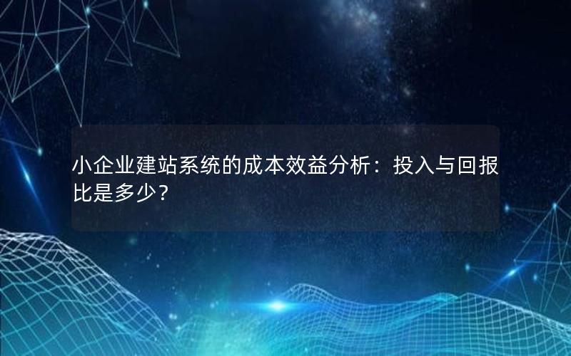 小企业建站系统的成本效益分析：投入与回报比是多少？