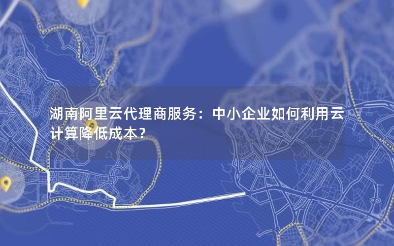湖南阿里云代理商服务：中小企业如何利用云计算降低成本？
