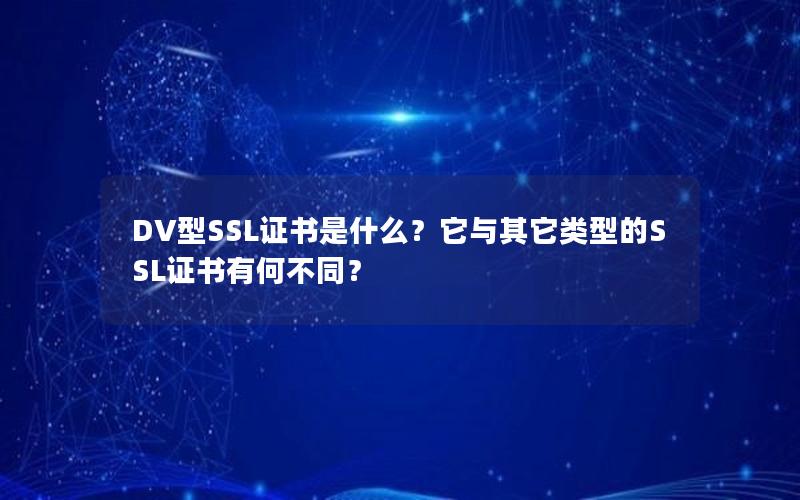 DV型SSL证书是什么？它与其它类型的SSL证书有何不同？