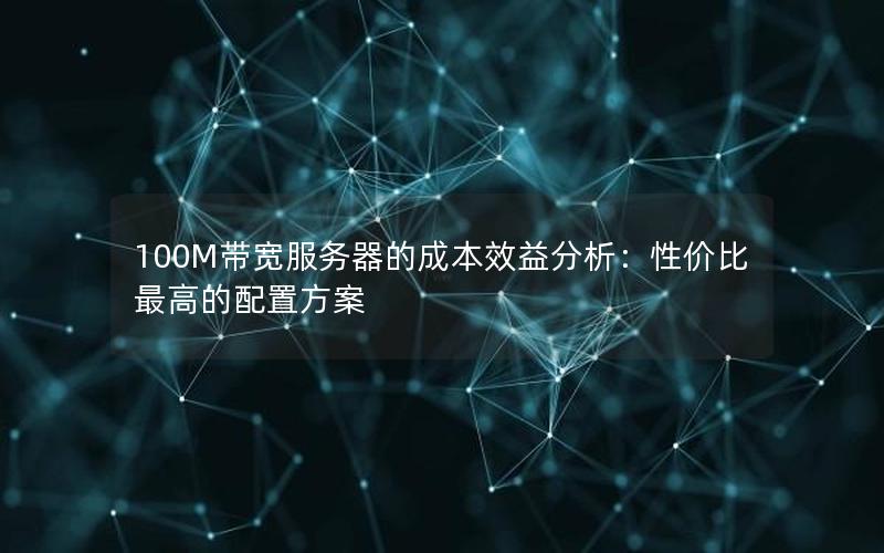 100M带宽服务器的成本效益分析：性价比最高的配置方案