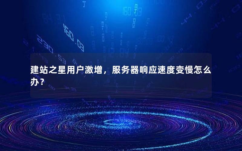 建站之星用户激增，服务器响应速度变慢怎么办？