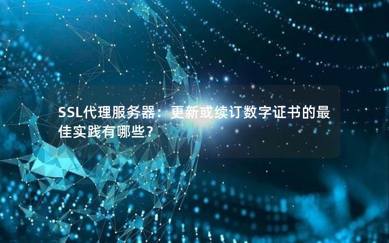 SSL代理服务器：更新或续订数字证书的最佳实践有哪些？