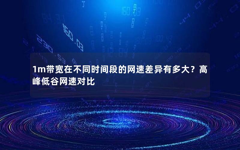 1m带宽在不同时间段的网速差异有多大？高峰低谷网速对比