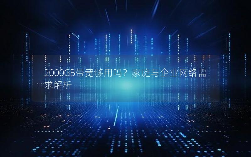 2000GB带宽够用吗？家庭与企业网络需求解析