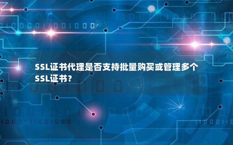 SSL证书代理是否支持批量购买或管理多个SSL证书？