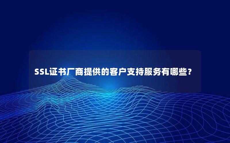 SSL证书厂商提供的客户支持服务有哪些？