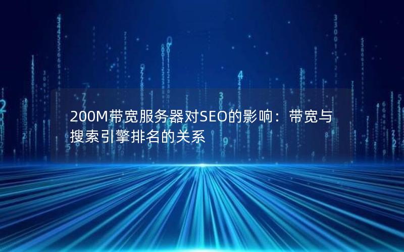 200M带宽服务器对SEO的影响：带宽与搜索引擎排名的关系