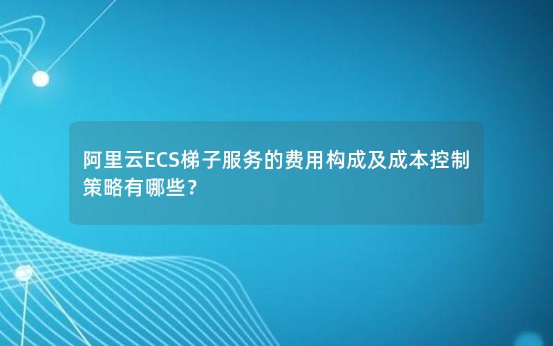 阿里云ECS梯子服务的费用构成及成本控制策略有哪些？