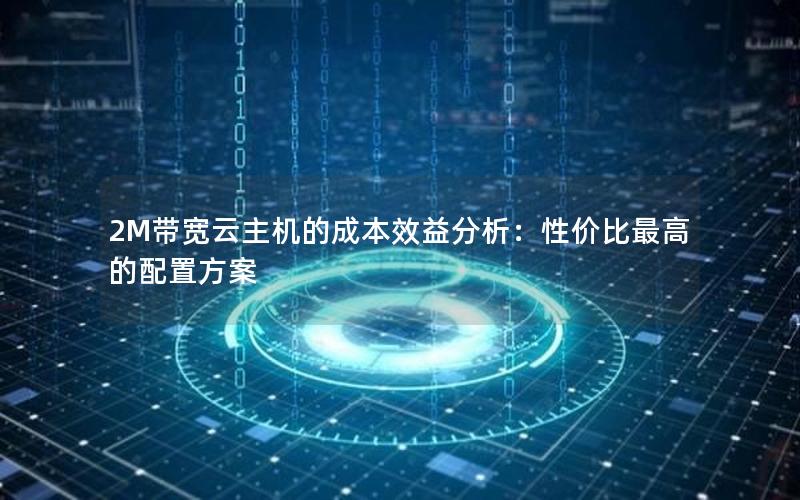 2M带宽云主机的成本效益分析：性价比最高的配置方案