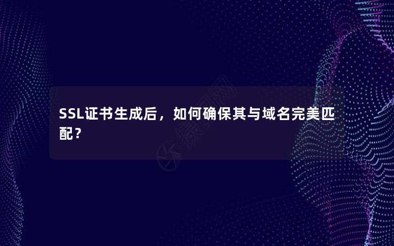 SSL证书生成后，如何确保其与域名完美匹配？