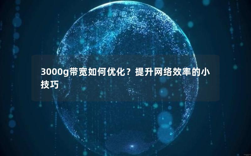 3000g带宽如何优化？提升网络效率的小技巧