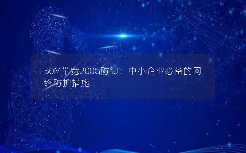 30M带宽200G防御：中小企业必备的网络防护措施