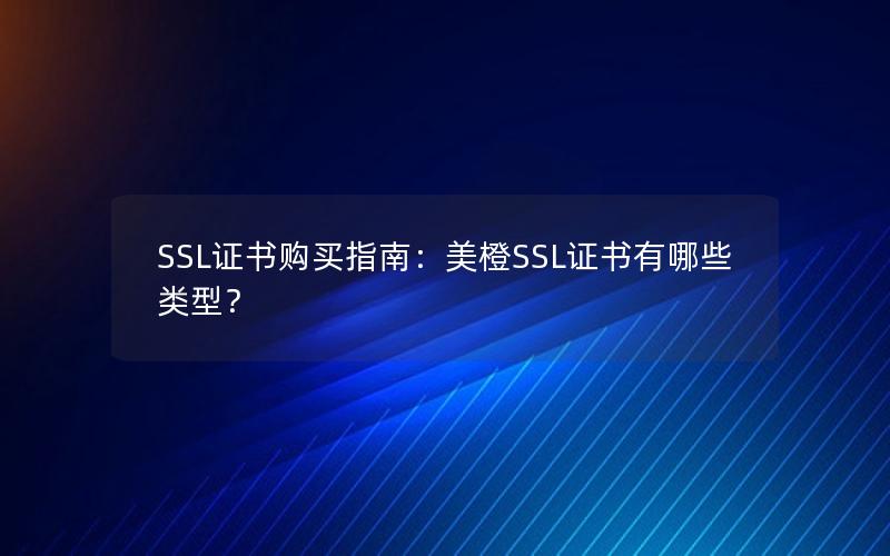 SSL证书购买指南：美橙SSL证书有哪些类型？