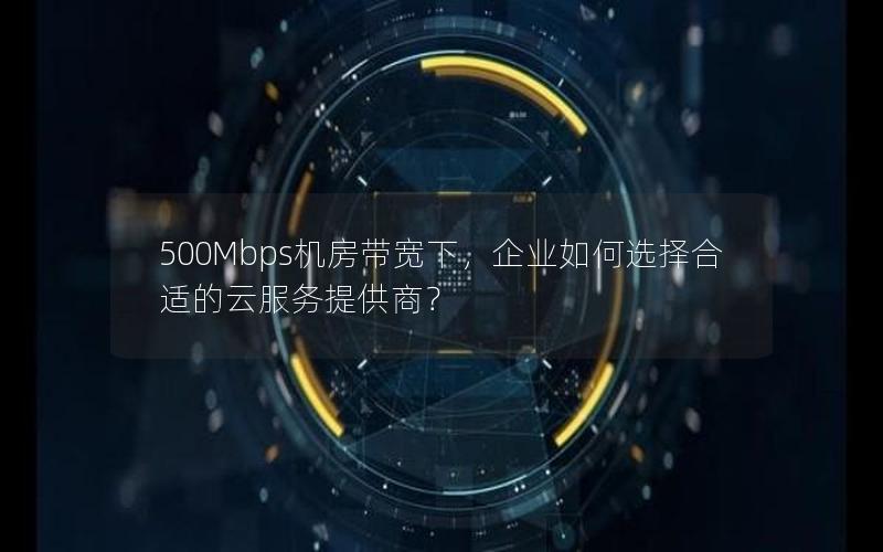 500Mbps机房带宽下，企业如何选择合适的云服务提供商？