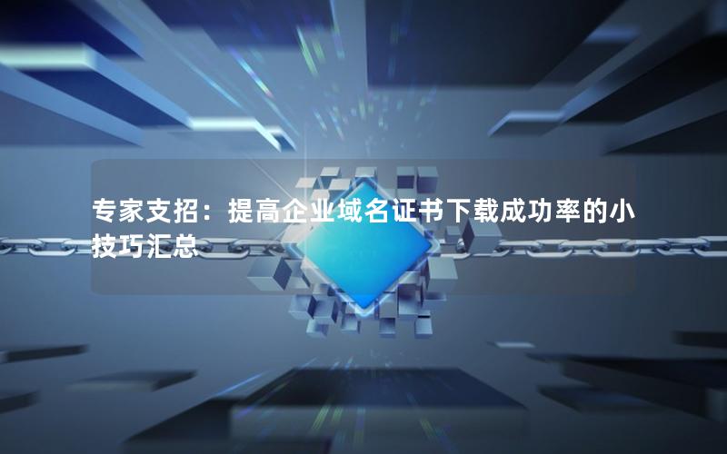 专家支招：提高企业域名证书下载成功率的小技巧汇总