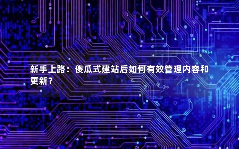 新手上路：傻瓜式建站后如何有效管理内容和更新？