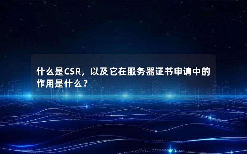 什么是CSR，以及它在服务器证书申请中的作用是什么？