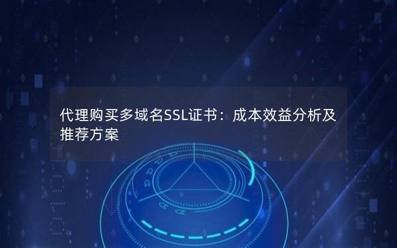 代理购买多域名SSL证书：成本效益分析及推荐方案