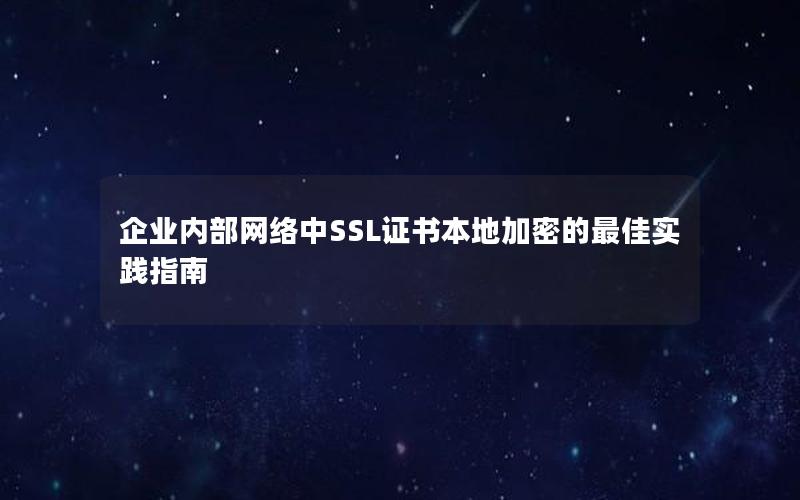 企业内部网络中SSL证书本地加密的最佳实践指南