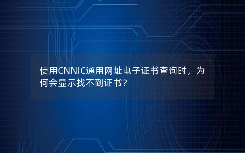 使用CNNIC通用网址电子证书查询时，为何会显示找不到证书？