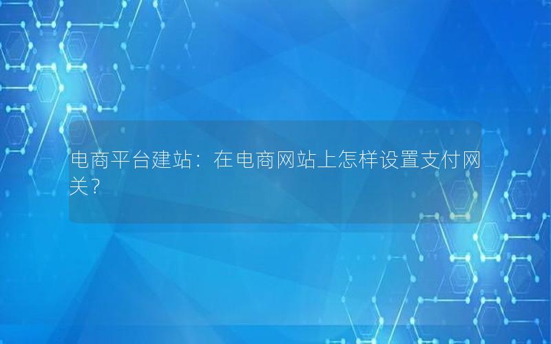 电商平台建站：在电商网站上怎样设置支付网关？