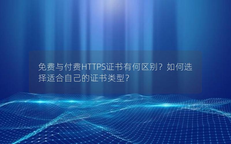 免费与付费HTTPS证书有何区别？如何选择适合自己的证书类型？