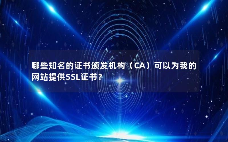 哪些知名的证书颁发机构（CA）可以为我的网站提供SSL证书？