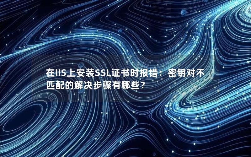 在IIS上安装SSL证书时报错：密钥对不匹配的解决步骤有哪些？