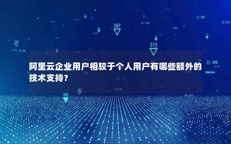 阿里云企业用户相较于个人用户有哪些额外的技术支持？