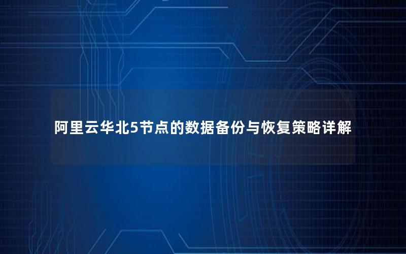 阿里云华北5节点的数据备份与恢复策略详解