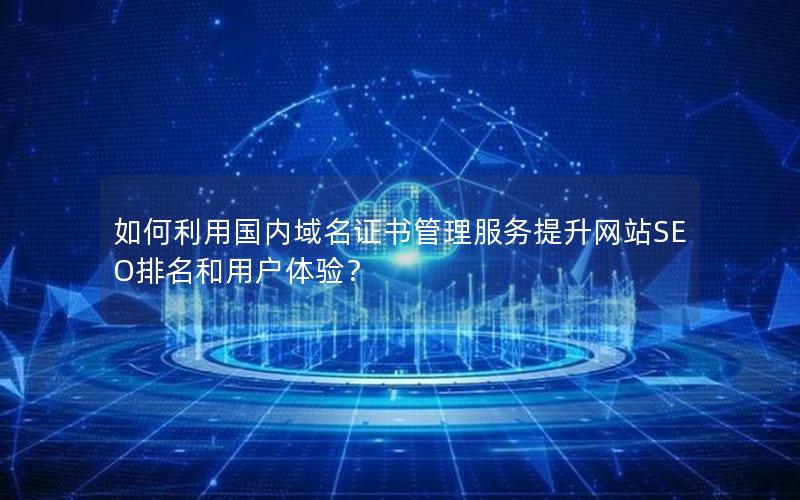 如何利用国内域名证书管理服务提升网站SEO排名和用户体验？
