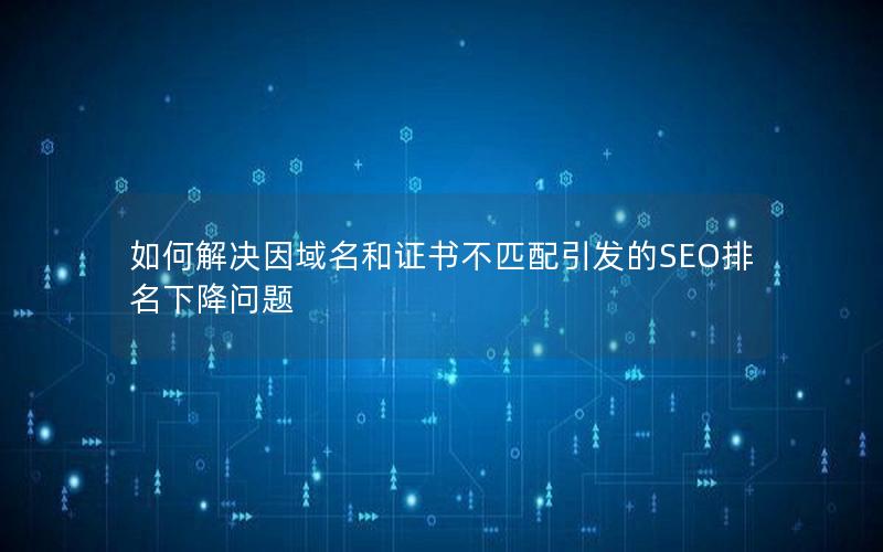 如何解决因域名和证书不匹配引发的SEO排名下降问题
