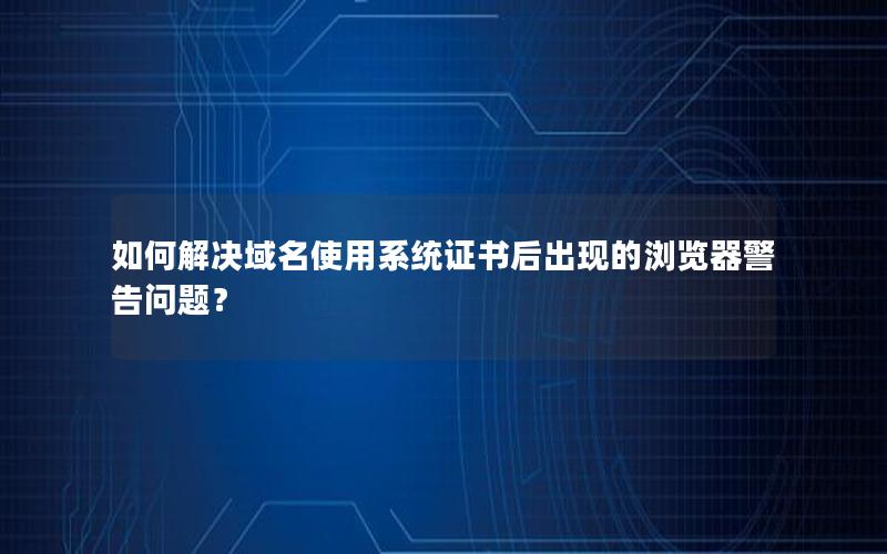 如何解决域名使用系统证书后出现的浏览器警告问题？