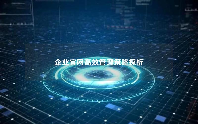 企业官网高效管理策略探析