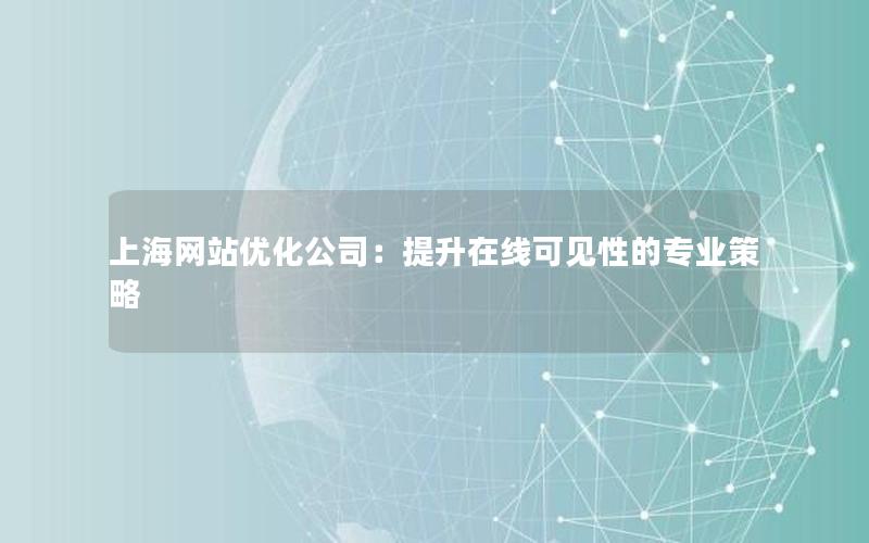 上海网站优化公司：提升在线可见性的专业策略