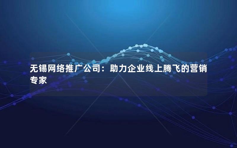 无锡网络推广公司：助力企业线上腾飞的营销专家
