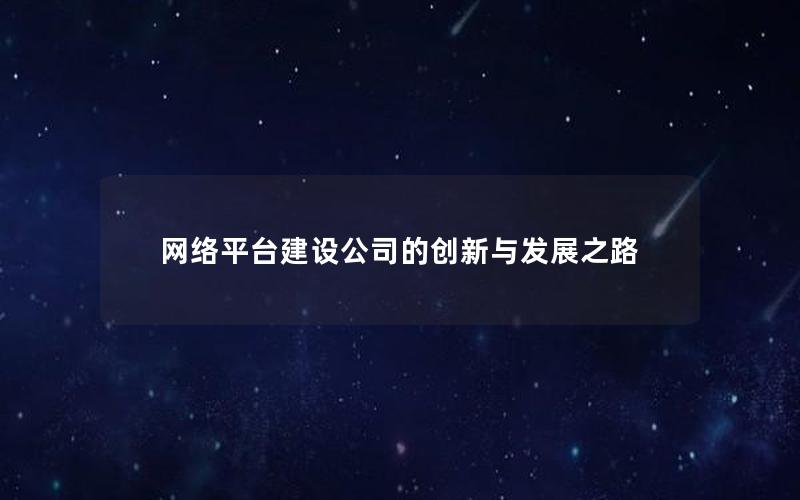 网络平台建设公司的创新与发展之路