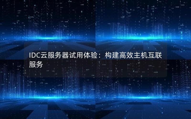 IDC云服务器试用体验：构建高效主机互联服务
