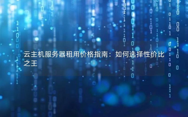 云主机服务器租用价格指南：如何选择性价比之王
