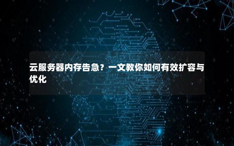 云服务器内存告急？一文教你如何有效扩容与优化