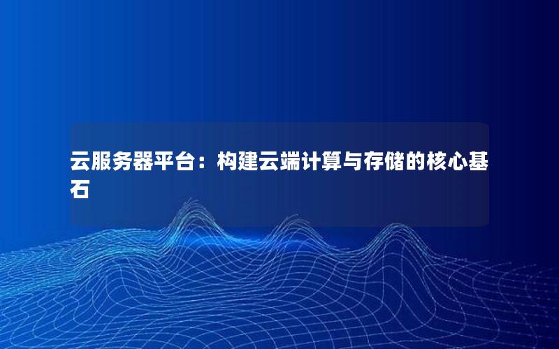 云服务器平台：构建云端计算与存储的核心基石